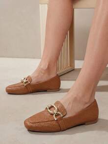 Women's Tressê Moccasin Shoes | Caramel With Rectangular Embellishment - Classic, Charming, Casual - 駝色 - 查看 9