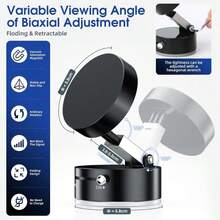 2026新款可调节磁吸手机支架，超强磁力车载手机支架，吸盘式手机支架，旋转可折叠设计，强磁吸附弹簧，礼品 - 黑色 - 查看 4