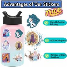 Disney 50pcs Frozen 3 Stickers, Creative Graffiti Stickers, Office Supplies, Mobile Phone And Computer Stickers, High-Value, Exquisite, Cool Stickers, Fun, Classic, Colorful Cartoon Design, Gift Decoration, Phone Case Decoration Stickers, Reusable, Colorful Cartoon Design, Suitable For Water Bottles, Skateboards, Mobile Phones, Etc., Very Suitable For School Supplies, A Top Choice For Holiday Gifts. - 50pcs - View 6