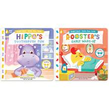 beartale 互动翻页故事书，动物日常活动图画书（公鸡起床、小猫洗脸、河马刷牙、熊整理房间），适合3-6岁儿童，蒙特梭利安静旅行玩具，学前启蒙及睡前阅读 - 彩色 - 查看 29