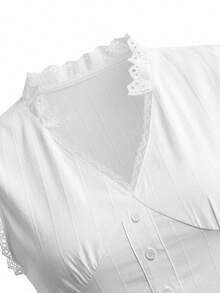 Sexy Lace Trim White Camisole Tank Top, Slim Fit Sleeveless Shirt For Summer - White - View 8