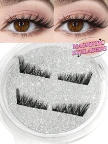 Waloshow Magnetic Fake Eyelashes Set (With Eyelash Curler) - Reusable, Professional Makeup Tool, Alcohol-Free, Odorless Plastic Material, Eyelash Set - Multicolor - View 3