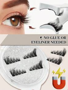 Waloshow Magnetic Fake Eyelashes Set (With Eyelash Curler) - Reusable, Professional Makeup Tool, Alcohol-Free, Odorless Plastic Material, Eyelash Set - Multicolor - View 7