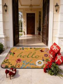 1pc Floral "Hello" Rectangular Doormat - Indoor/Outdoor Welcome Mat, Non-Slip Entrance Rug, Suitable For Living Room, Bedroom And Home Decor, Machine Washable, Comfortable Decorative Carpet For Living Room - A - View 5