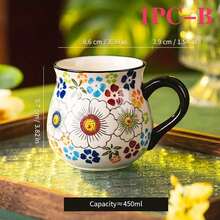 1pc Handpainted Ceramic Coffee Mug, Creative Handcrafted Ceramic Cup, Classic Beverage Cup With Handle, Suitable For Hot Or Cold Drinks, Summer & Winter Tableware, Halloween, Christmas, Wedding, Birthday, Valentine's Day Gift - Multicolor - View 12
