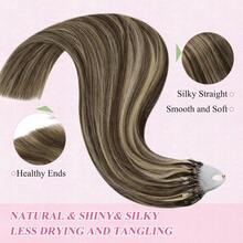 Straight Micro Loop Real Human Hair Extensions Microlink Micro Ring Link Hair For Women 30g/Pack 30 Strands Micro Beads Hair Extensions Silk Straight Human Hair Extensions - S4/27 - 查看 5