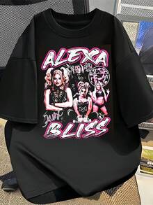 2026- Camiseta de lucha libre para hombre con logotipo oficial, firma de personajes femeninos icónicos, cuello redondo, manga corta, adecuada para fanáticos de la lucha libre. Camiseta estampada - Hecha de algodón puro, es suave y transpirable, adecuada tanto para hombres como para mujeres. Es una camisa informal adecuada para todas las estaciones y un recuerdo elegante. Es adecuado para el uso diario, los entusiastas de la moda urbana y los amantes de la música. - Negro - Ver 1