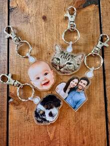 CUSTOM PHOTO Keychains, Die Cut Acrylic Photo, Custom Logo, Dog Photo Keyring, Baby Diaper Bag Charm, Personalized Cat Keychain - Multicolor - View 1