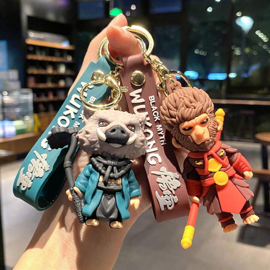 Cross-Border New Black Myth Monkey Keychain Cute Little Monster Car Bag Pendant Doll Machine Gift Wholesale - 豬八戒 - 查看 1