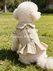 Autumn/Winter New Pet Cat Dog Teddy Maltese Poodle Chic Warm Dress - Champagne - View 8