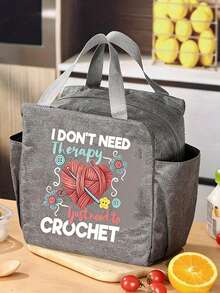 Bolsa de almacenamiento tejida de gran capacidad - Diseño con cremallera, adecuada para tejer, tela - Regalo perfecto para entusiastas del tejido Bolsa de almuerzo con cierre de cremallera - Multicolor - Ver 5