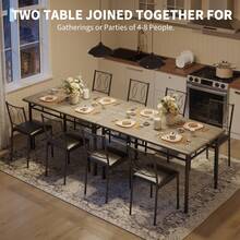 Juego de Mesa de Comedor para 4, pequeña Mesa de Cocina con sillas tapizadas, sillas de Comedor de Madera de Granja para Sala de Cocina, Espacios pequeños, Departamento - Gris - Ver 3