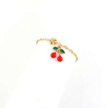 1 pieza Pulsera de cadena de acero inoxidable dorado con colgante de inicial de cereza de moda clásica para mujeres - Amarillo Oro - Ver 3