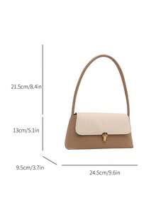 Bolso de Hombro para Mujer, Bolso de Mano Nuevo para Damas, Bolso Pequeño Cuadrado, Bolso Tipo Baguette Retro con Cierre Metálico y Decoración de Cuero PU Suave - Caqui 2 - Ver 6