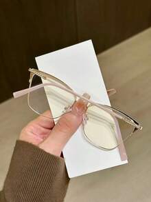 1pc Women's Metal Cat Eye Rhinestone Unique Design Shiny Glasses - Clear - View 6