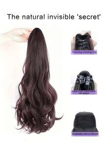 18 Inch Women Ponytail Wig, Long Hair, Clip-On Fixation, High Ponytail, Big Wavy Curls, Natural Long Curly Hair, Fake Ponytail - Multicolor - View 4