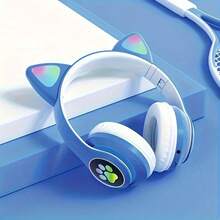 350mAh渐变灯光猫耳耳机，头戴式耳机，猫耳造型，电脑游戏通用，游戏配件，可爱礼物 - 查看 8