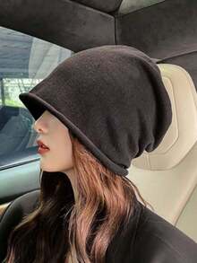Topi Beanie Rajut Longgar Unisex, Topi Hangat Musim Dingin Lembut Bergaris Warna Polos, Gaya Streetwear Kasual, Cocok Untuk Aktivitas Luar Ruangan, Perjalanan Sehari-hari, Pakaian Musim Dingin - MultiWarna - View 3