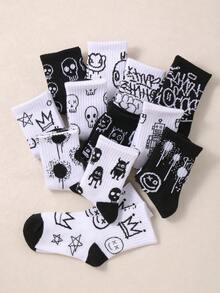 24双随机数字印花休闲短袜，男女童款 - 彩色 - 查看 6