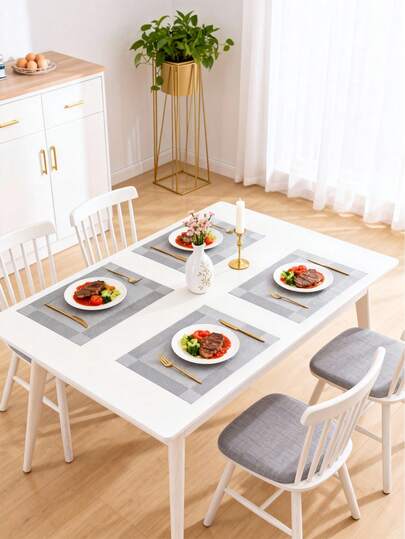 1Pc/6Pcs Washable Heat-Resistant PVC Placemats For Dining Table, Home Accessories For Table Decor, Room Decor, Wedding Decor & Valentines Decor