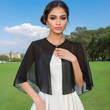 1 chiếc khăn choàng voan trắng kiểu dáng tối giản, phụ kiện váy cưới đa năng, thích hợp cho đám cưới, chống nắng, lái xe, dự tiệc, kiểu dáng công chúa thanh lịch với khóa cài ngọc trai giả. - trắng - Xem 6