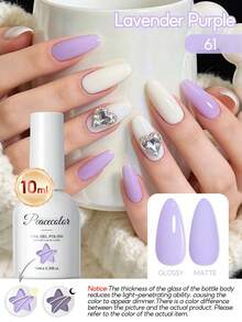 PEACECOLOR 1 Bottle 10ml Macaron Color Series Sweet Jelly Nail Polish, Glass Bottle Soak-Off UV LED Gel Nail Polish, Suitable For Beginners Home DIY Manicure Salon Use, Women Nail Care Gift - Multicolor - View 13