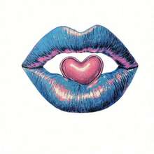 1pc/2pcs/3pcs Glitter Lip Print Iron-On Patch With Heart Design, Suitable For T-Shirts, Jeans, Sweaters, Handbags, Pillows, Cushions - 3PCS-s - View 5