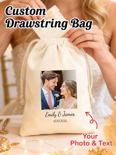 オリジナルの巾着袋、写真+テキストのオリジナル巾着袋、カップル用オリジナルストレージバッグ、テキストと写真をプリントできるストレージバッグ、限定のオリジナル巾着袋、オリジナル写真ストレージバッグ、再利用可能、記念日のギフト、バレンタインデーのギフト、誕生日のギフト、結婚式のギフト、母の日のギフト、父の日のギフト、親友へのギフト、両親へのギフト、彼氏/彼女へのギフト、エレガントでロマンチックなギフト、旅行用ギフト、家族への旅行用ギフト