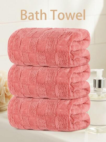 3pcs/1pc Luxury Bath Towel Set - Super Soft Polyester Fabric, Highly Absorbent & Quick Drying, Size 70x140cm/27.56x55.12in, Suitable For Bathroom, SPA, Gym, Hotel, Sports, Yoga, Swimming, Vacation, Gift