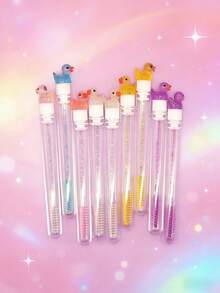 1/5/10支装可爱透明鸭子睫毛刷，睫毛延长螺旋刷，便携式管状睫毛刷，水晶柄刷 - 彩色 - 查看 3