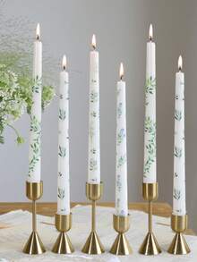 2 piezas/Set, Dos velas con patrón floral, Velas de escritorio de 25 cm con patrón vintage, Velas de pilar con flores chinas, Regalo para el Día de la Madre, Decoración para fiesta de boda, Velas para ambiente festivo, Adecuadas para boda, cena, decoración del hogar, fiesta, decoración de mesa de comedor - Multicolor - Ver 6