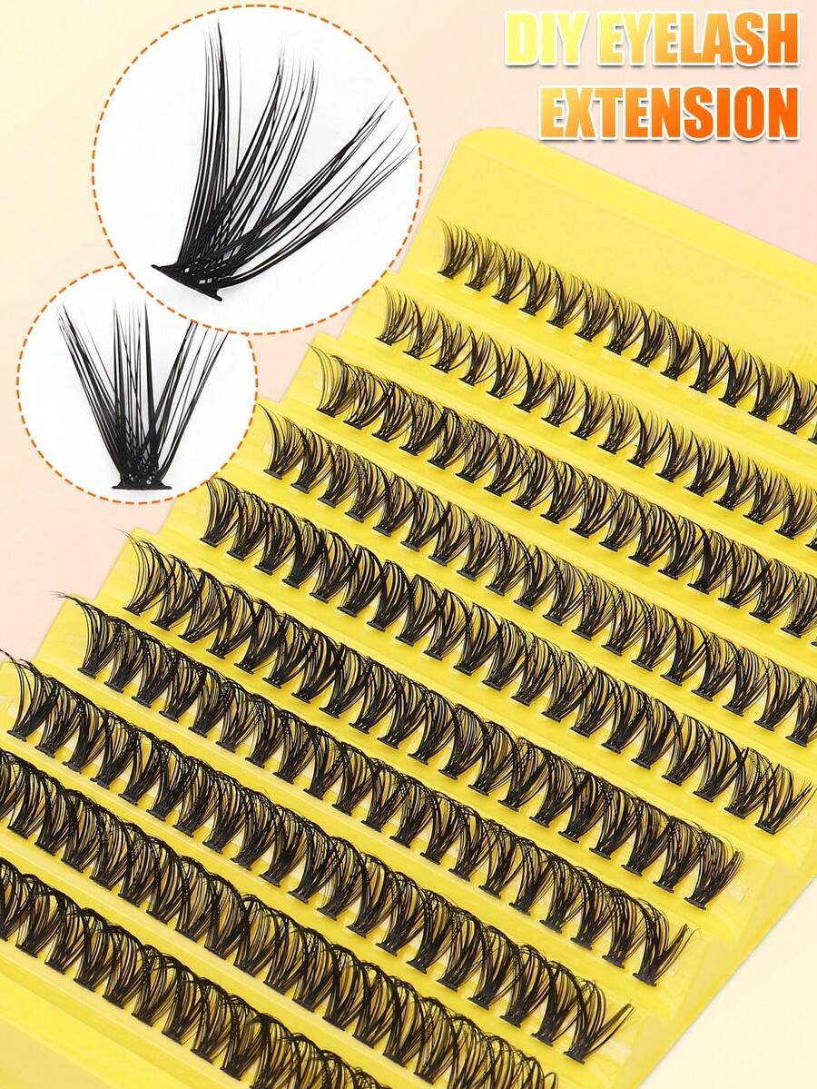 200pcs D-Curl Fluffy DIY Eyelash Clusters, Mixed Natural Eyelash Extensions, Super Thick & Lengthening Lash Clusters, Curled Individual Lashes, Thin & Lengthening Lashes, Cartoon-Like Lengthening Lashes, Suitable For Home Beginners. Super Thick False Eyelashes, Large Capacity Lash Clusters, Eyelash Clusters, Individual Lashes, Lash Clusters, False Eyelashes - View 1