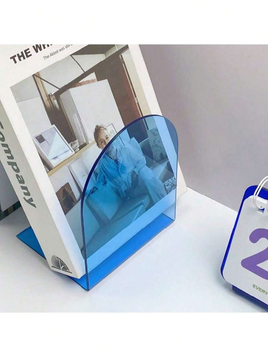 Giá đỡ sách bằng acrylic nhiều màu sắc (1/2 chiếc), giá đựng tạp chí/sách để bàn hình chữ L trong suốt, dày dặn, chống trượt, thiết kế có thể điều chỉnh và tiết kiệm không gian, phù hợp cho gia đình, văn phòng, trường học, mùa tựu trường. - Nhiều màu - Xem 1