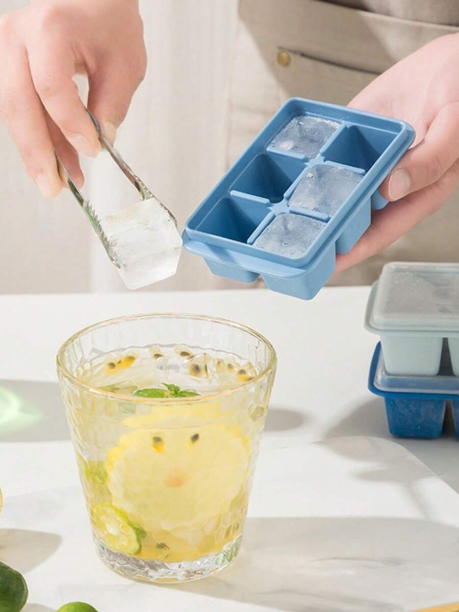 1pc Ice Cube Tray With Lid, Easy Release PP Ice Maker Mold, 6 Grids DIY Ice Cube Trays - View 1