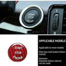 Ốp trang trí nút khởi động/dừng động cơ vân sợi carbon, màng bảo vệ nút khởi động một chạm, ốp bảo vệ nút chống trầy xước, phụ kiện trang trí nội thất ô tô phù hợp cho Audi A4L, A6L, A5, A7, Q3, Q5 - Bắt đầu bằng một cú nhấp chuột - Xem 8