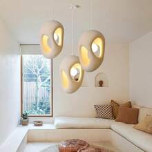 1pc Cement & Concrete Foam Pendant Light, Cream Modern Style Suitable For Various Rooms, Living Room, Bedroom, Tea Room, Dining Room, Cafe (Excluding Bulb And Light Source) - White - View 5