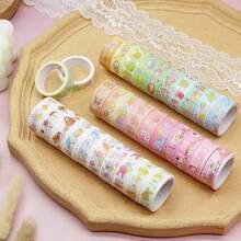 Cute Animal & Floral Paper Washi Tape Set, Suitable For DIY Crafts, Scrapbooking, Gift Wrapping And Journaling - Disposable Decorative Masking Tape, For Ages 14+ Stickers Scrapbooking Supplies Fun Stickers Room Decor Cute Stickers Baby Shower Decor Notebook Stickers Washi Tape Girls Toys Girls Games - Multicolor - View 3
