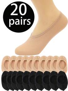 20 Pairs Summer Invisible Boat Socks For Women, Cute Regular Comfortable Casual Sweet Style, Suitable For Home And Daily Wear, Women's Mid-Calf Socks, Men's High Elasticity Socks, Soft Elastic Comfortable Breathable Socks, Suitable For Men And Women Daily Wear, Simple Comfortable Unisex Mid-Calf Socks, Women's And Men's Socks, Fashion Boutique Boat Socks Invisible Socks - Multicolor - View 9