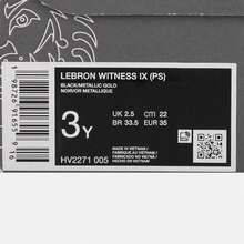 Nike Zapatos de baloncesto de media caña LEBRON WITNESS IX (PS) para niños pequeños HV2271-005 - Negro - Ver 6