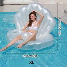 Inflatable Shell Pool Float, Giant Clam Shaped Inflatable Floating Mat With Pearl Balls, Shell Shaped Pool Floating Chair, Suitable For Adult Summer Beach Party - White - View 8
