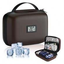Insulin Cooler Travel Case Wit Temperature Display A Apved Diatic Cooling Bag  Insulin Pens And Supplies Refrigerated Medicine Organizer Wit 2 Ice Packs - 棕色 - 查看 1