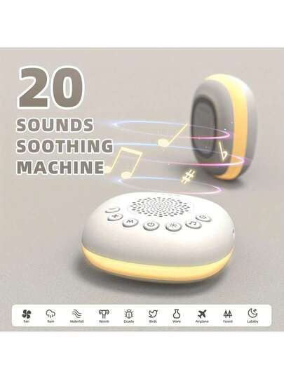 Mini Sound Machine With USB, White Noise Function, Plays Soothing Music, Volume Control, Timer Setting, 20 Relaxing Sound Effects, Compact Music Player For Home, Outdoor, Travel