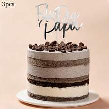 1个/3个/6个亚克力“我爱爸爸”蛋糕装饰插牌 - 父亲节生日派对最佳用品 - 多色 - 查看 15