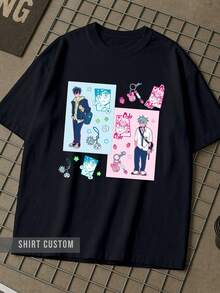 T-Shirt Webseries Stage Anime Alien Ivan Characters Till Graphic Print - 黑色 - 查看 3
