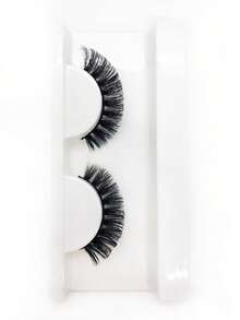 1 Pair Natural Long Eyelashes - Black - View 2
