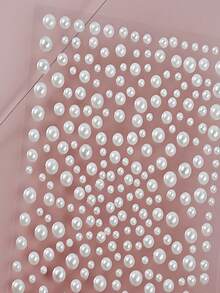 325片3D Y2K自粘DIY珍珠脸部装饰贴纸，325片白色闪光珍珠亚克力水钻贴纸，1张3D贴纸，可用于化妆、发型、脸部、指甲、装饰 - 彩色 - 查看 4