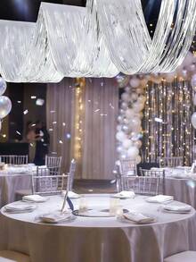 1 件 450 厘米银色雨帘，银色派对背景波浪流苏装饰，生日派对用品，天花板流苏背景，婚礼装饰横幅，婴儿派对装饰，毕业典礼装饰，房间装饰，拍照背景，夏威夷装饰，毕业装饰 - 銀色 - 查看 9