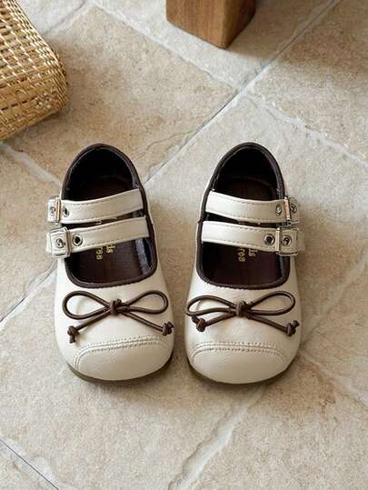 Girls' Butterfly Decor Princess Shoes, Toddler Girls' Versatile Fashion Leather Shoes, Spring/Summer Girls' Hook And Loop Casual Shoes, Infant/Little Kid Shoes