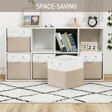 LOVEWE 6Pcs Heavy-Duty Fabric Storage Boxes (11x11x11), Sturdy Stackable Cube Organizers With Reinforced Handles - 33公分(13吋)-3件卡其色+3件灰色 - 查看 5