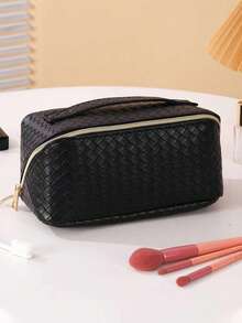 1个PU皮革旅行化妆包，化妆品收纳袋，洗漱包，可收纳护肤品、化妆品、化妆刷、粉饼、口红等，适合海滩、学校、浴室、节日、情人节、圣诞节等场合，是送给妈妈、家人、朋友、同学的理想礼物，也是秋季旅行的必备品。 - 彩色 - 查看 4